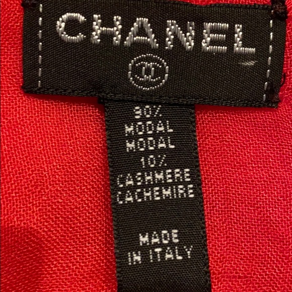 Auth Chanel CC logo stole scarf silk cashmere wrap - Picture 5 of 8